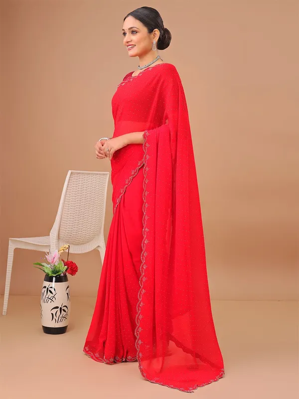 Leelavati_Embellished_Bollywood_Chiffon_Saree_Red