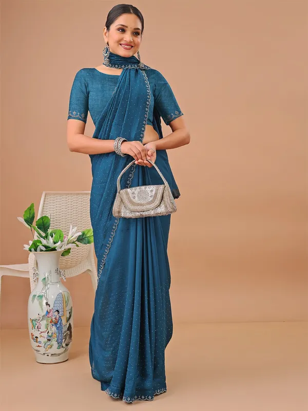 Leelavati_Embellished_Banarasi_Organza_Saree_Blue