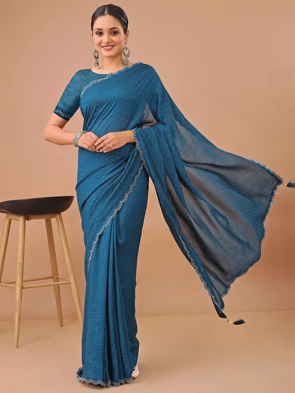 Leelavati_Embellished_Banarasi_Organza_Saree_Blue