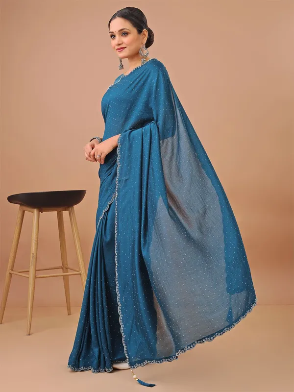 Leelavati_Embellished_Banarasi_Organza_Saree_Blue
