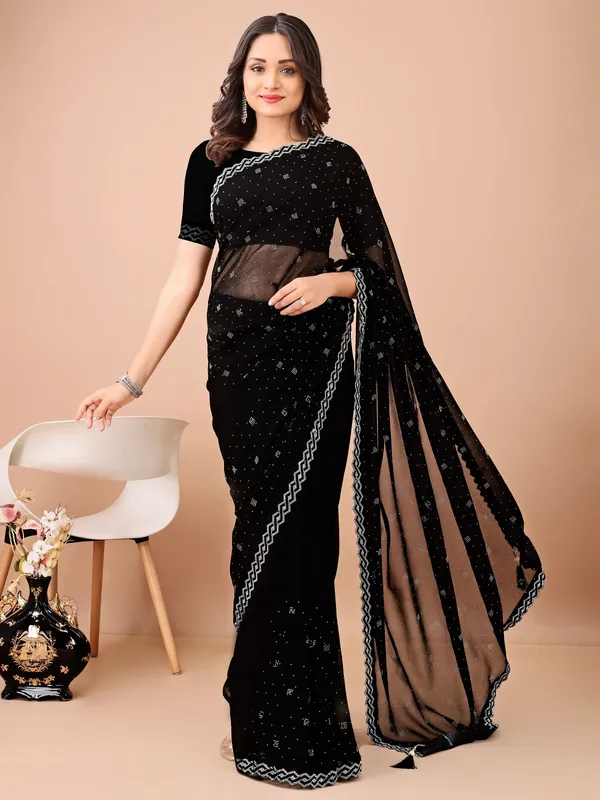 Leelavati_Embellished_Bollywood_Chiffon_Saree_Black