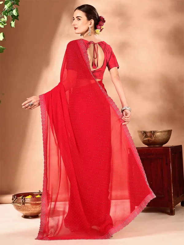 Leelavati_Embellished_Bollywood_Chiffon_Saree_Red