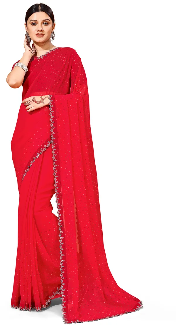 Leelavati_Embellished_Bollywood_Chiffon_Saree_Red