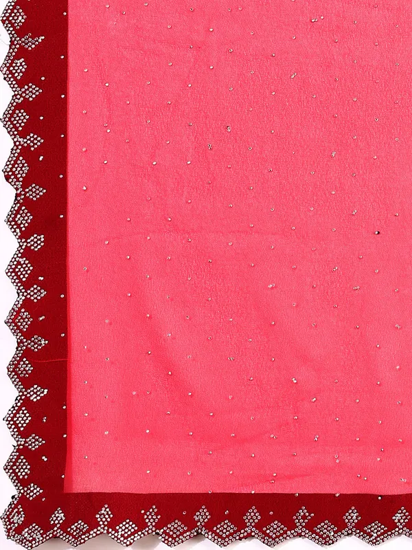 Leelavati_Embellished_Bollywood_Chiffon_Saree_Red