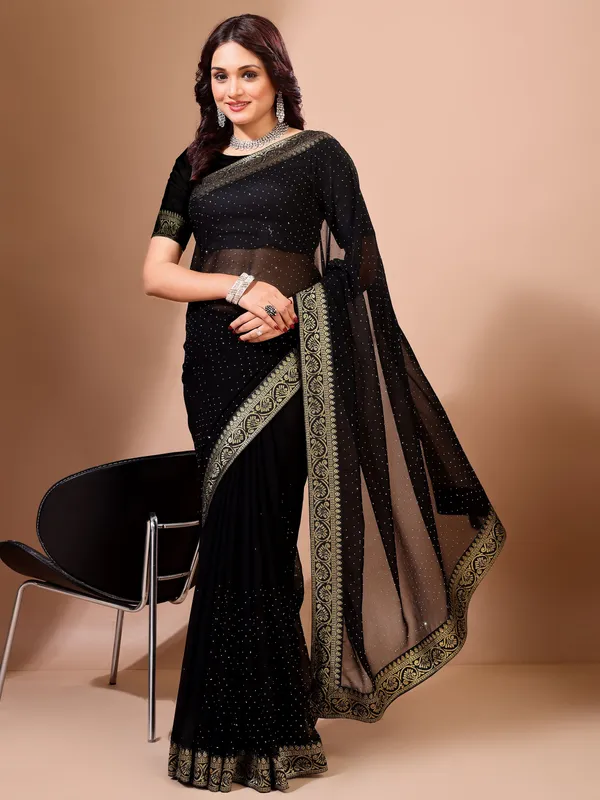 Leelavati_Embroidered_Embellished_Bollywood_Georgette_Saree_Black