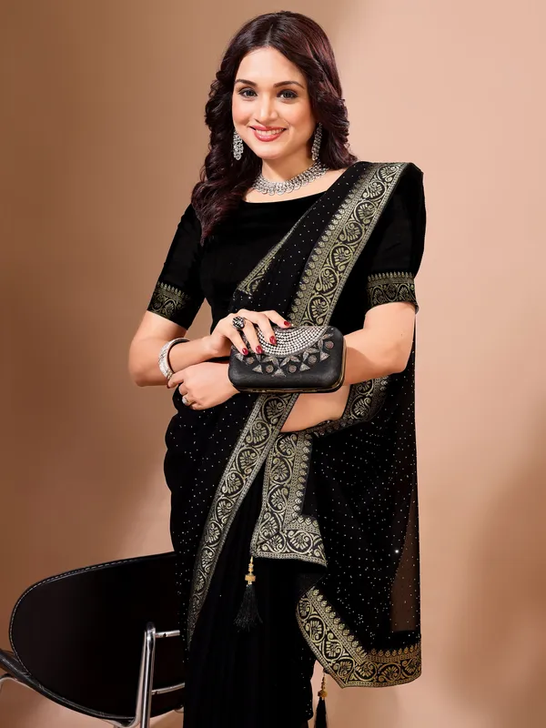 Leelavati_Embroidered_Embellished_Bollywood_Georgette_Saree_Black