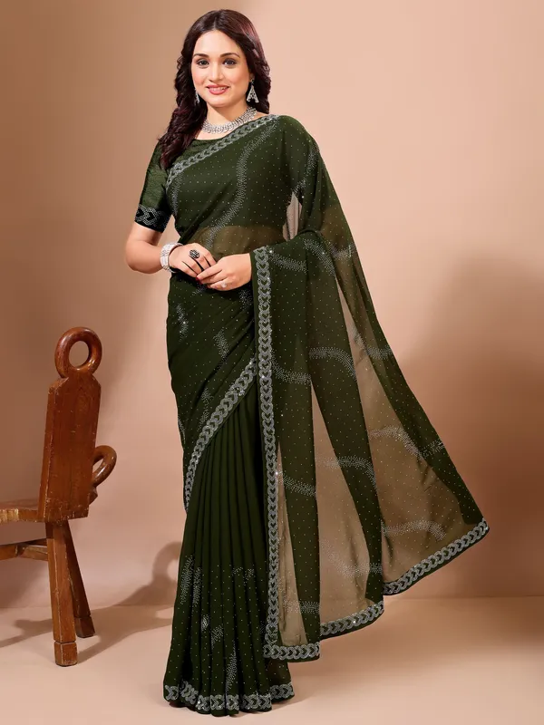 Leelavati_Embroidered_Embellished_Bollywood_Georgette_Saree_Dark_Green