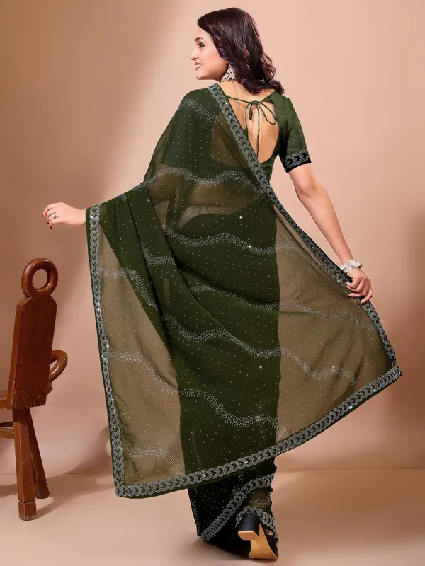 Leelavati_Embroidered_Embellished_Bollywood_Georgette_Saree_Dark_Green