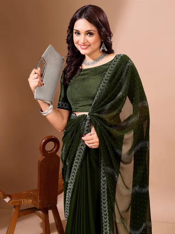 Leelavati_Embroidered_Embellished_Bollywood_Georgette_Saree_Dark_Green