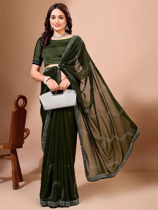 Leelavati_Embroidered_Embellished_Bollywood_Georgette_Saree_Dark_Green