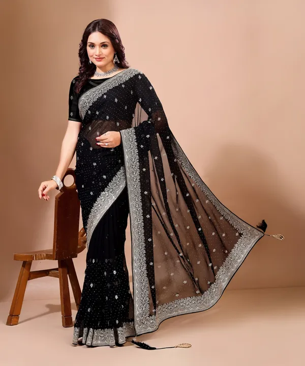 Leelavati_Embroidered_Embellished_Bollywood_Georgette_Saree_Black