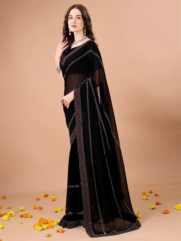Leelavati_Embroidered_Embellished_Bollywood_Georgette_Saree_Black