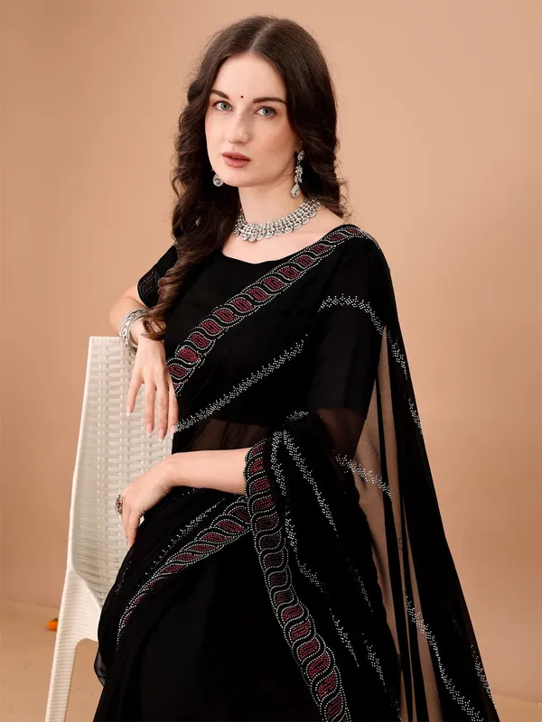 Leelavati_Embroidered_Embellished_Bollywood_Georgette_Saree_Black