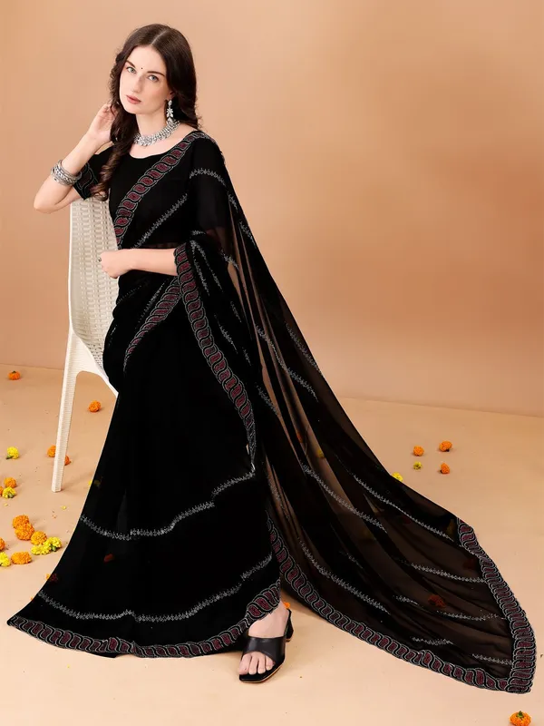 Leelavati_Embroidered_Embellished_Bollywood_Georgette_Saree_Black