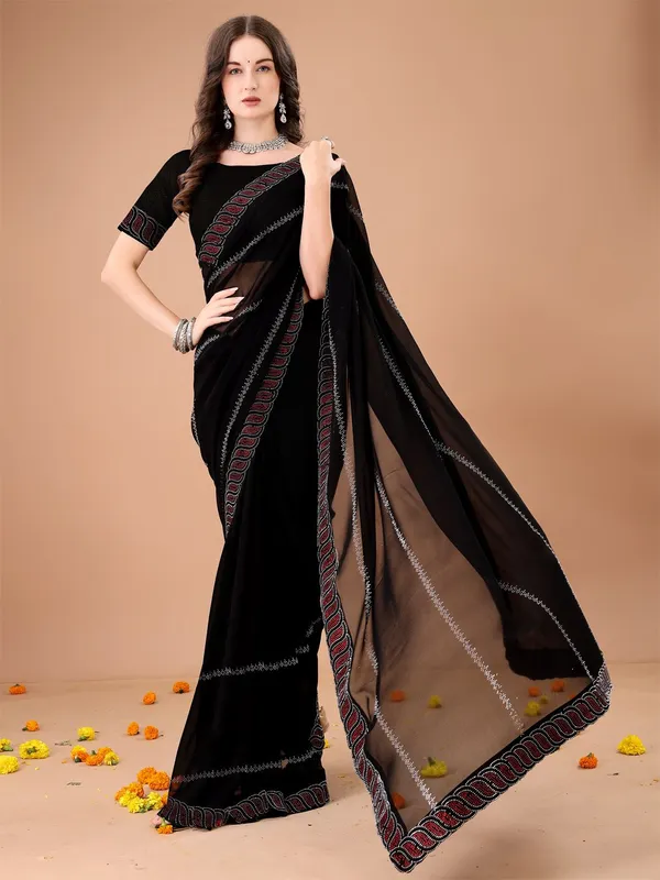 Leelavati_Embroidered_Embellished_Bollywood_Georgette_Saree_Black