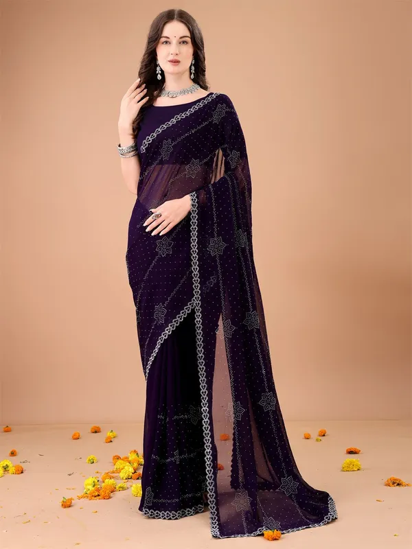 Leelavati_Embroidered_Embellished_Bollywood_Georgette_Saree_Purple