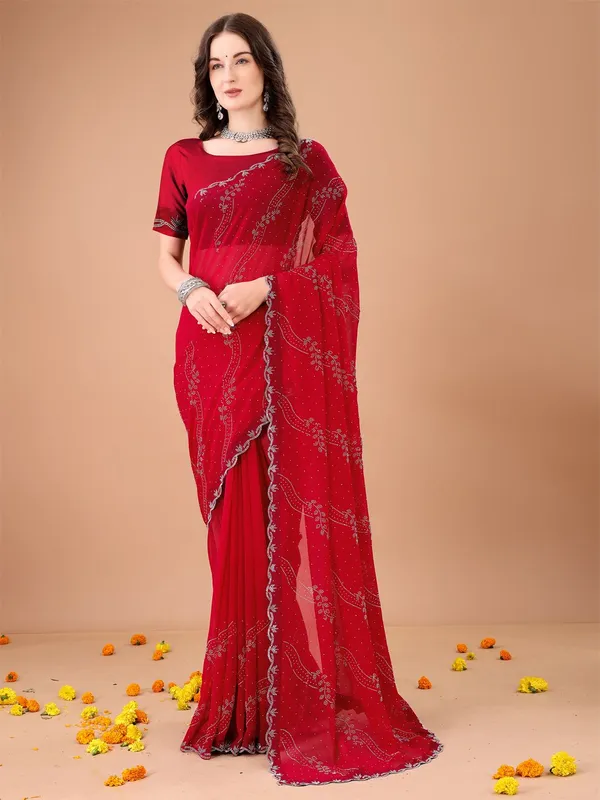 Leelavati_Embroidered_Embellished_Bollywood_Georgette_Saree_Red
