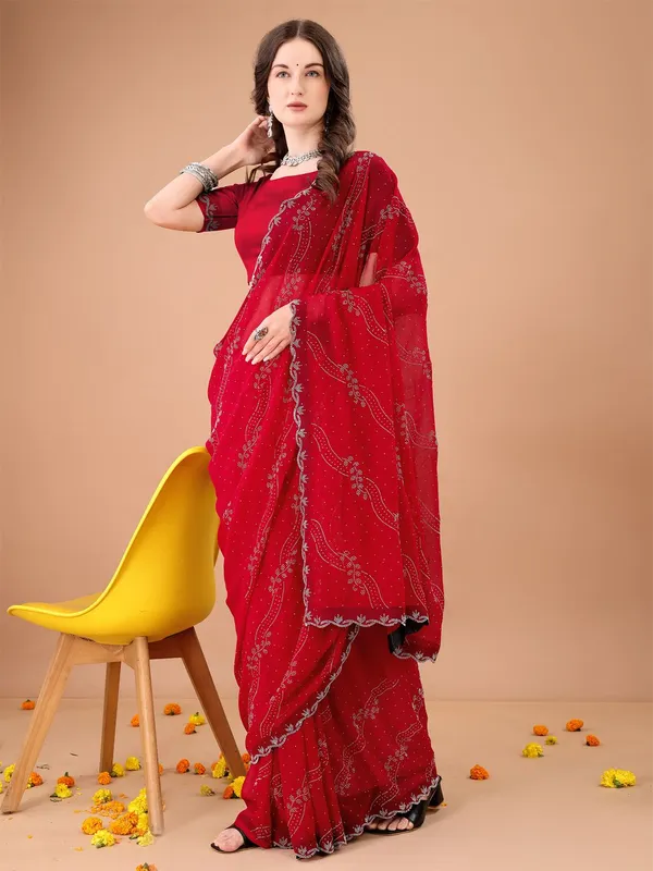 Leelavati_Embroidered_Embellished_Bollywood_Georgette_Saree_Red