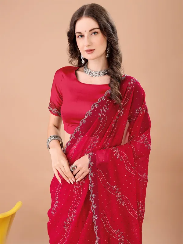 Leelavati_Embroidered_Embellished_Bollywood_Georgette_Saree_Red
