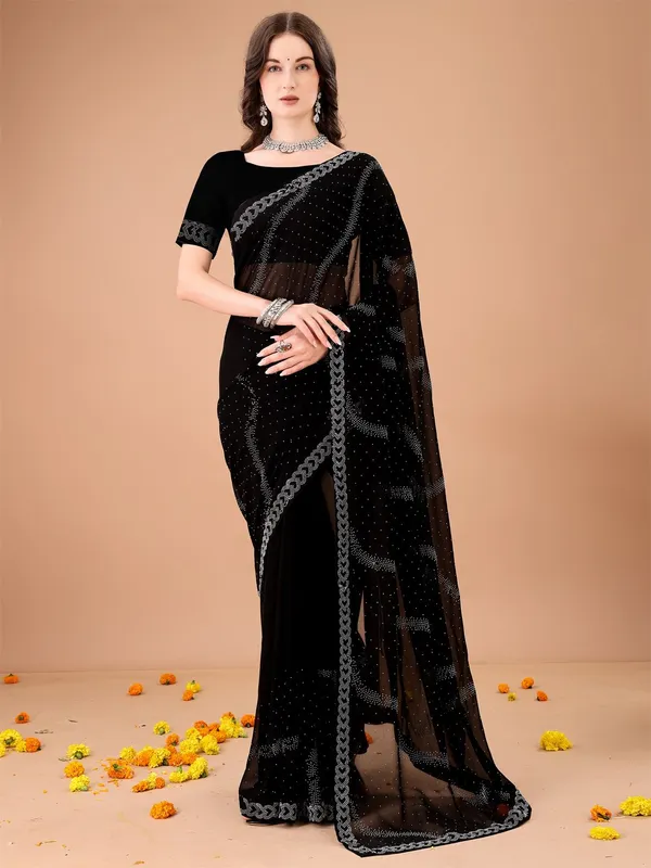 Leelavati_Embroidered_Embellished_Bollywood_Georgette_Saree_Black