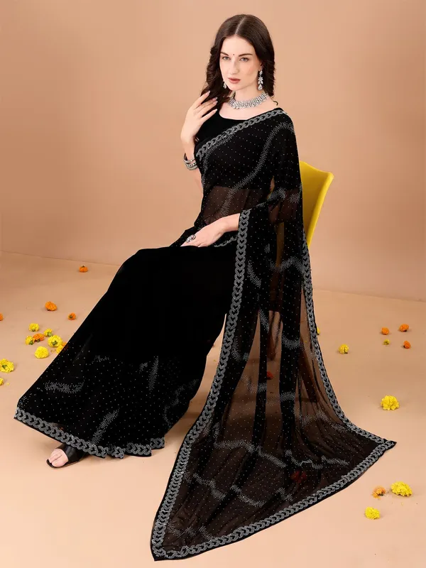 Leelavati_Embroidered_Embellished_Bollywood_Georgette_Saree_Black