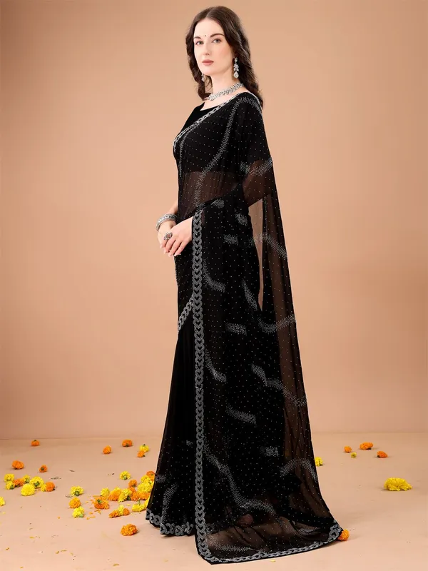 Leelavati_Embroidered_Embellished_Bollywood_Georgette_Saree_Black