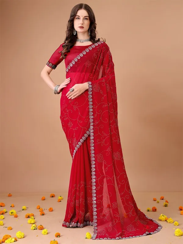 Leelavati_Embroidered_Embellished_Bollywood_Georgette_Saree_Red