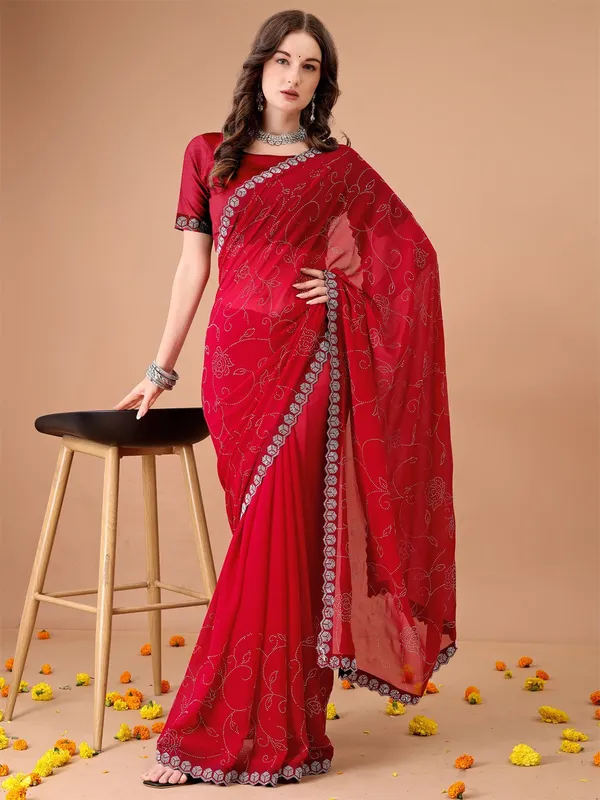 Leelavati_Embroidered_Embellished_Bollywood_Georgette_Saree_Red