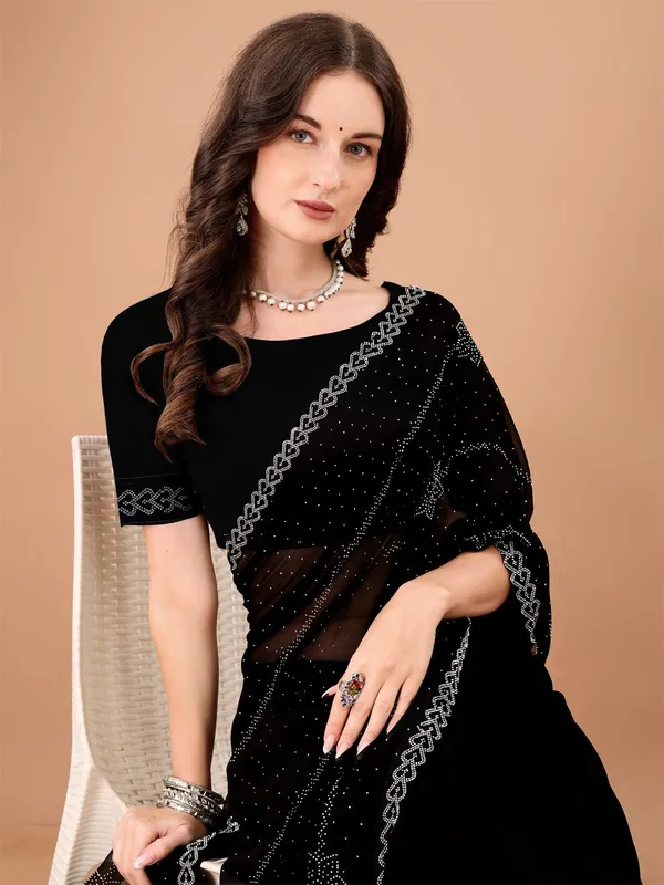 Leelavati_Embroidered_Embellished_Bollywood_Georgette_Saree_Black