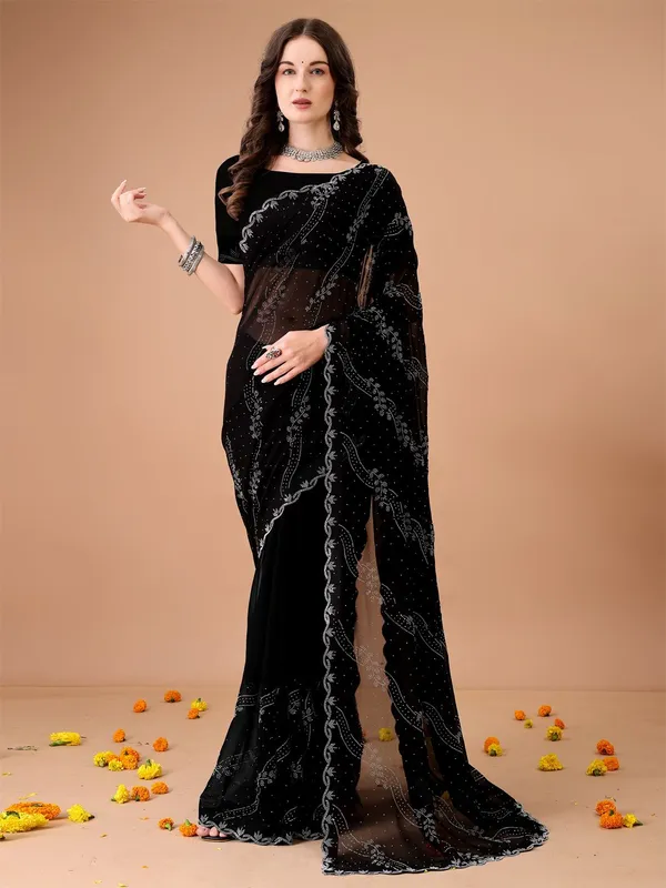 Leelavati_Embroidered_Embellished_Bollywood_Georgette_Saree_Black