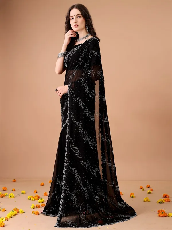 Leelavati_Embroidered_Embellished_Bollywood_Georgette_Saree_Black