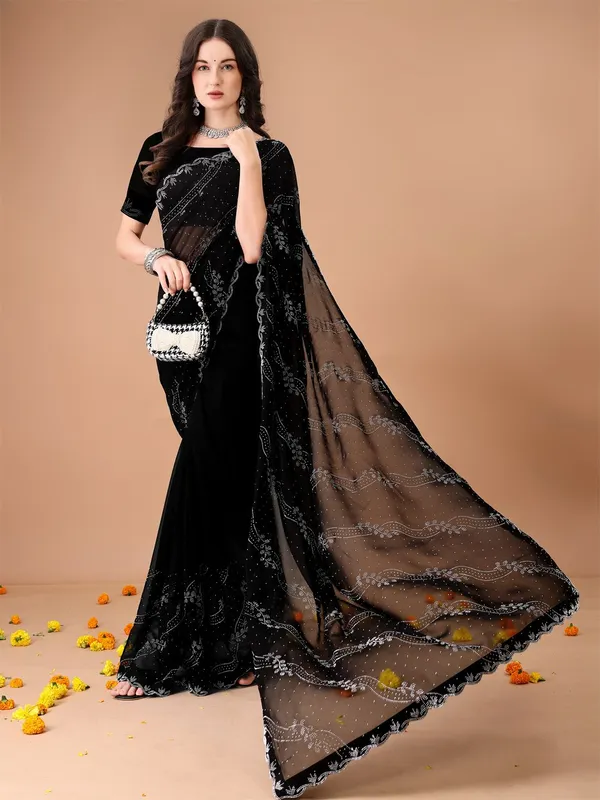 Leelavati_Embroidered_Embellished_Bollywood_Georgette_Saree_Black