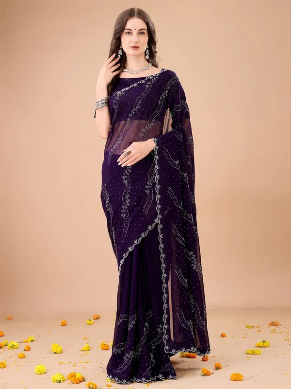 Leelavati_Embroidered_Embellished_Bollywood_Georgette_Saree_Purple