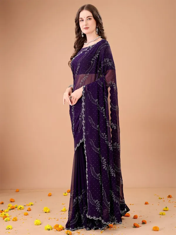 Leelavati_Embroidered_Embellished_Bollywood_Georgette_Saree_Purple