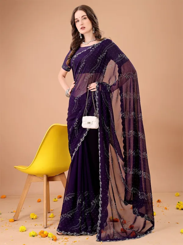 Leelavati_Embroidered_Embellished_Bollywood_Georgette_Saree_Purple