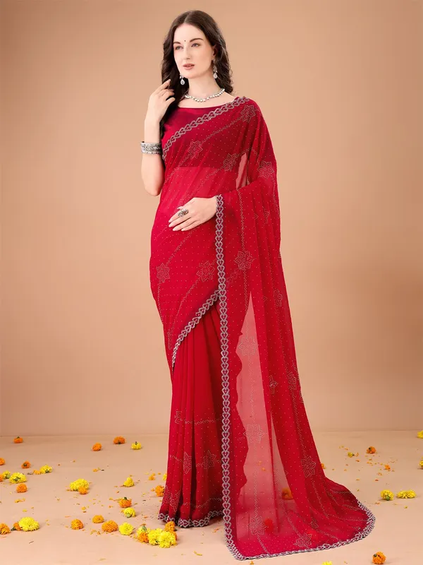 Leelavati_Embroidered_Embellished_Bollywood_Georgette_Saree_Red