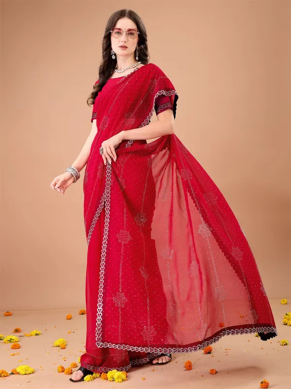 Leelavati_Embroidered_Embellished_Bollywood_Georgette_Saree_Red