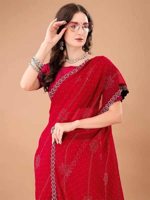Leelavati_Embroidered_Embellished_Bollywood_Georgette_Saree_Red
