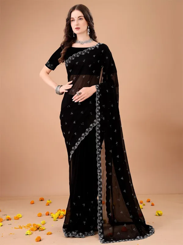 Leelavati_Embroidered_Embellished_Bollywood_Georgette_Saree_Black