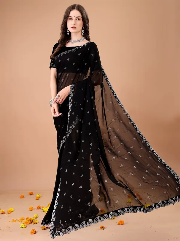 Leelavati_Embroidered_Embellished_Bollywood_Georgette_Saree_Black