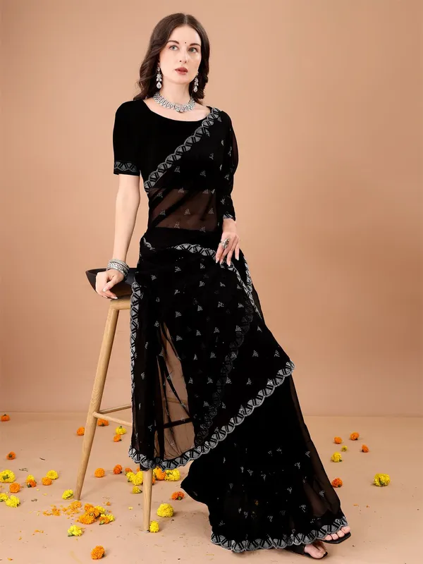 Leelavati_Embroidered_Embellished_Bollywood_Georgette_Saree_Black