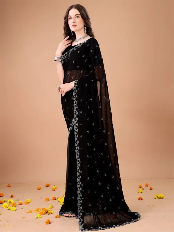 Leelavati_Embroidered_Embellished_Bollywood_Georgette_Saree_Black
