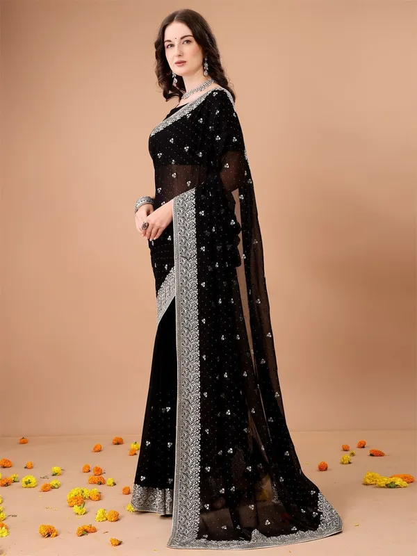 Leelavati_Embroidered_Embellished_Bollywood_Georgette_Saree_Black