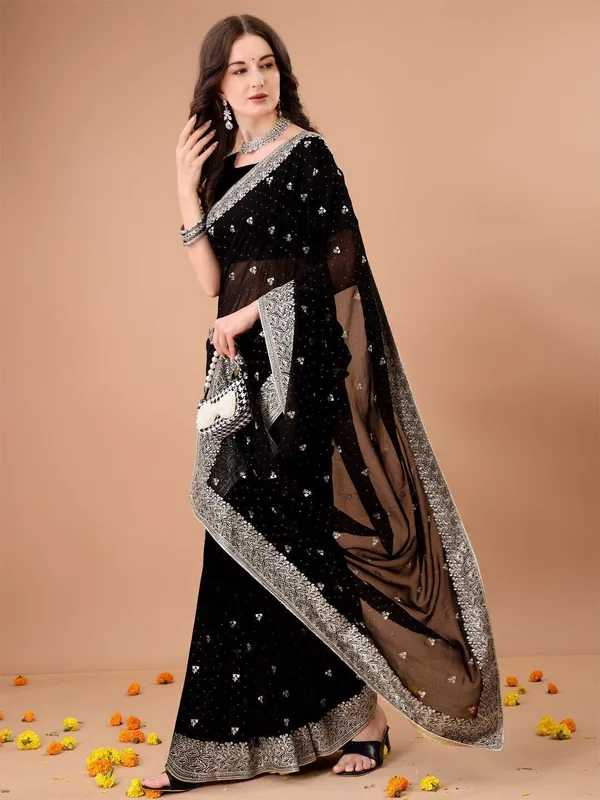 Leelavati_Embroidered_Embellished_Bollywood_Georgette_Saree_Black