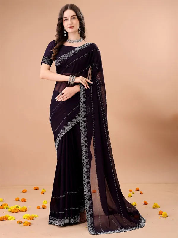 Leelavati_Embellished_Bollywood_Chiffon_Saree_Purple
