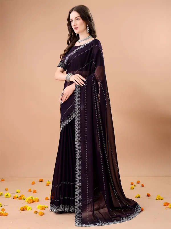 Leelavati_Embellished_Bollywood_Chiffon_Saree_Purple