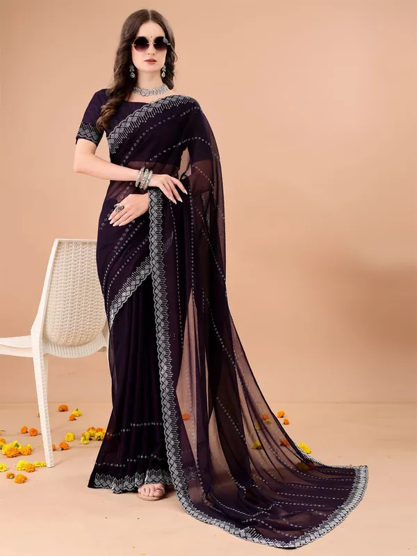 Leelavati_Embellished_Bollywood_Chiffon_Saree_Purple
