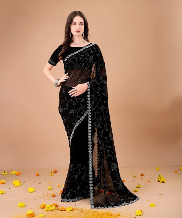 Leelavati_Embroidered_Embellished_Bollywood_Georgette_Saree_Black