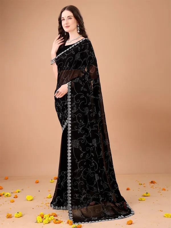 Leelavati_Embroidered_Embellished_Bollywood_Georgette_Saree_Black