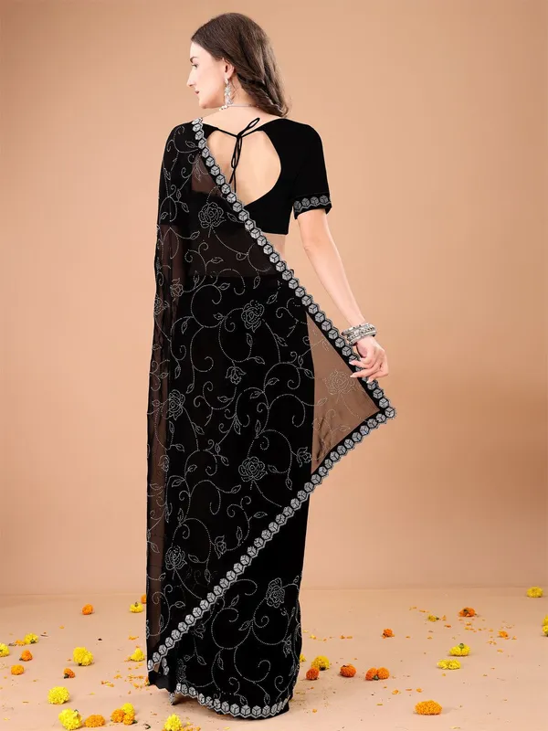 Leelavati_Embroidered_Embellished_Bollywood_Georgette_Saree_Black